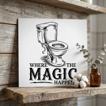 Funny Bathroom Sign – Where the Magic Happens Humor Decor